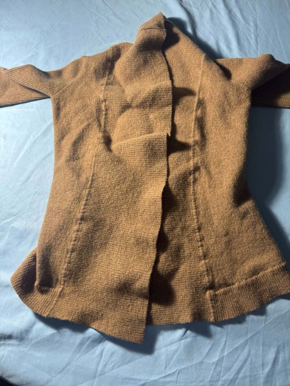 Fenn Wright Manson Open Cardigan Size S Brown Merino Wool